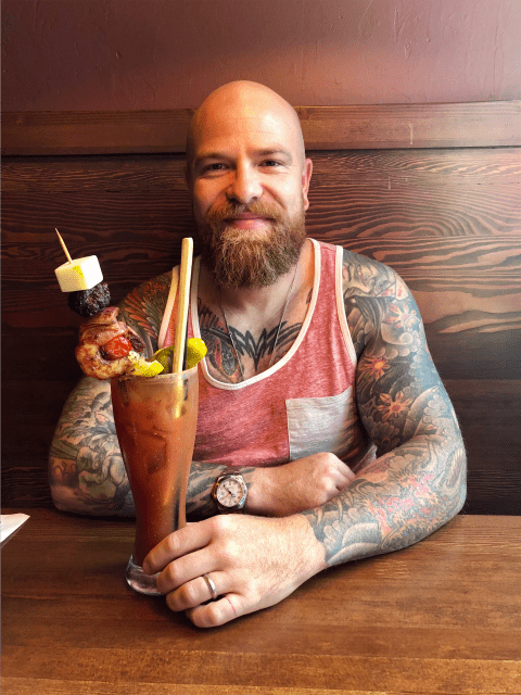 Dr. Ian Strand off duty, relaxing at a restaurant