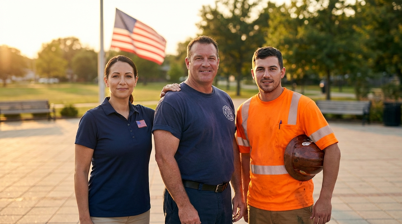 Military veteran and first responder representing service discount