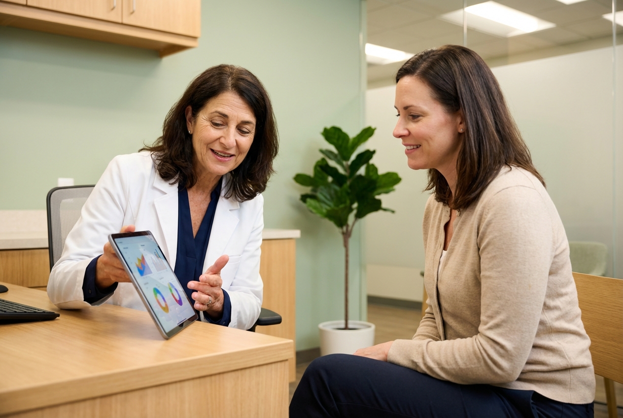 Doctor reviewing metabolic lab results with a patient